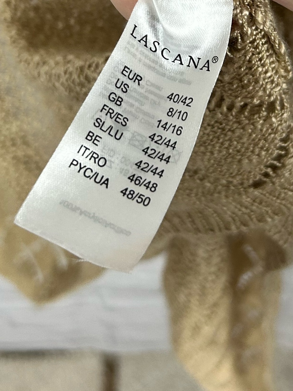Lascana Open Knit Duster Cardigan Gold Metallic Crochet Longline Size 8/10 - Picture 6 of 8